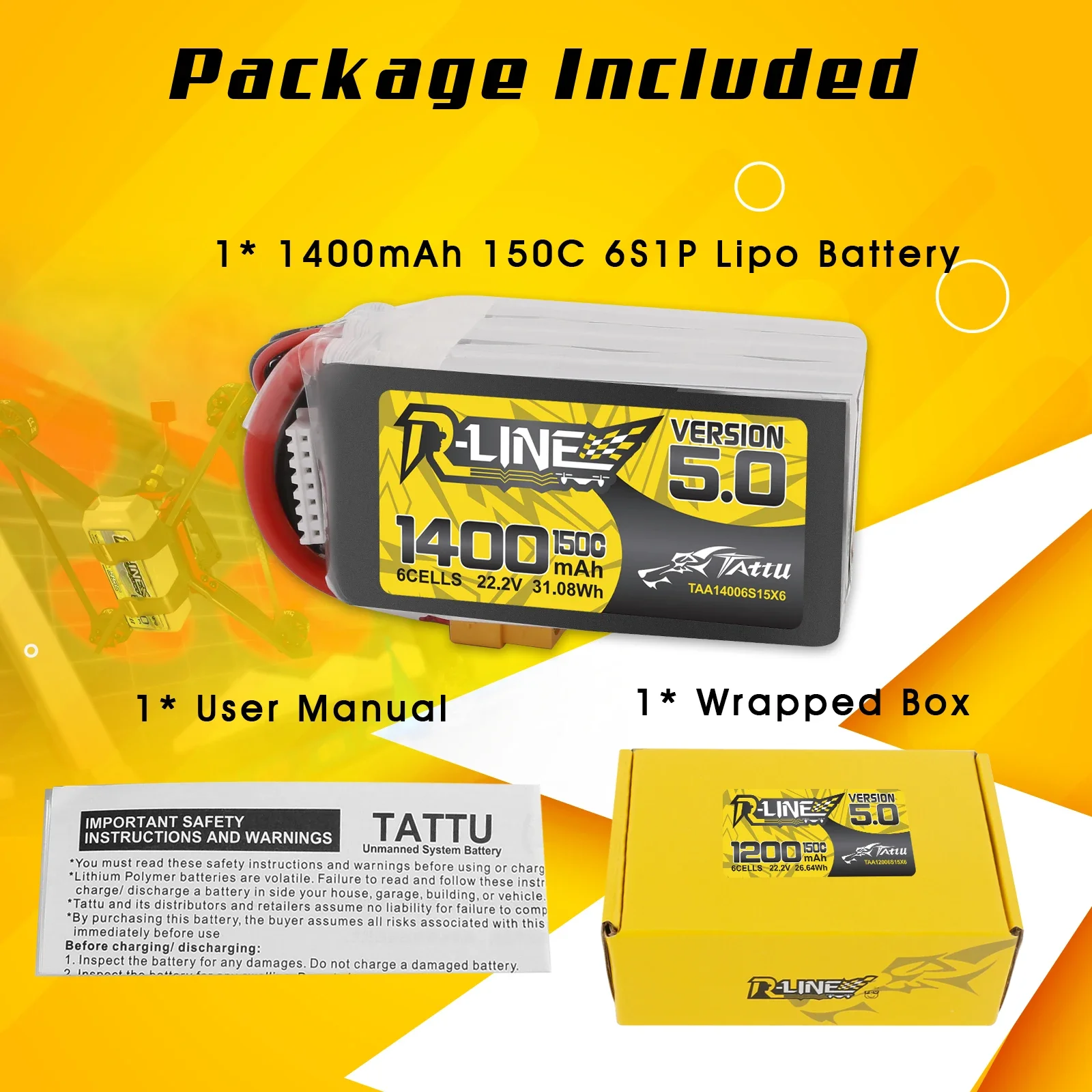 Tattu R-Line 1200 mAh 1400 mAh - Drone Battery 6S incelemesi ve fiyatı